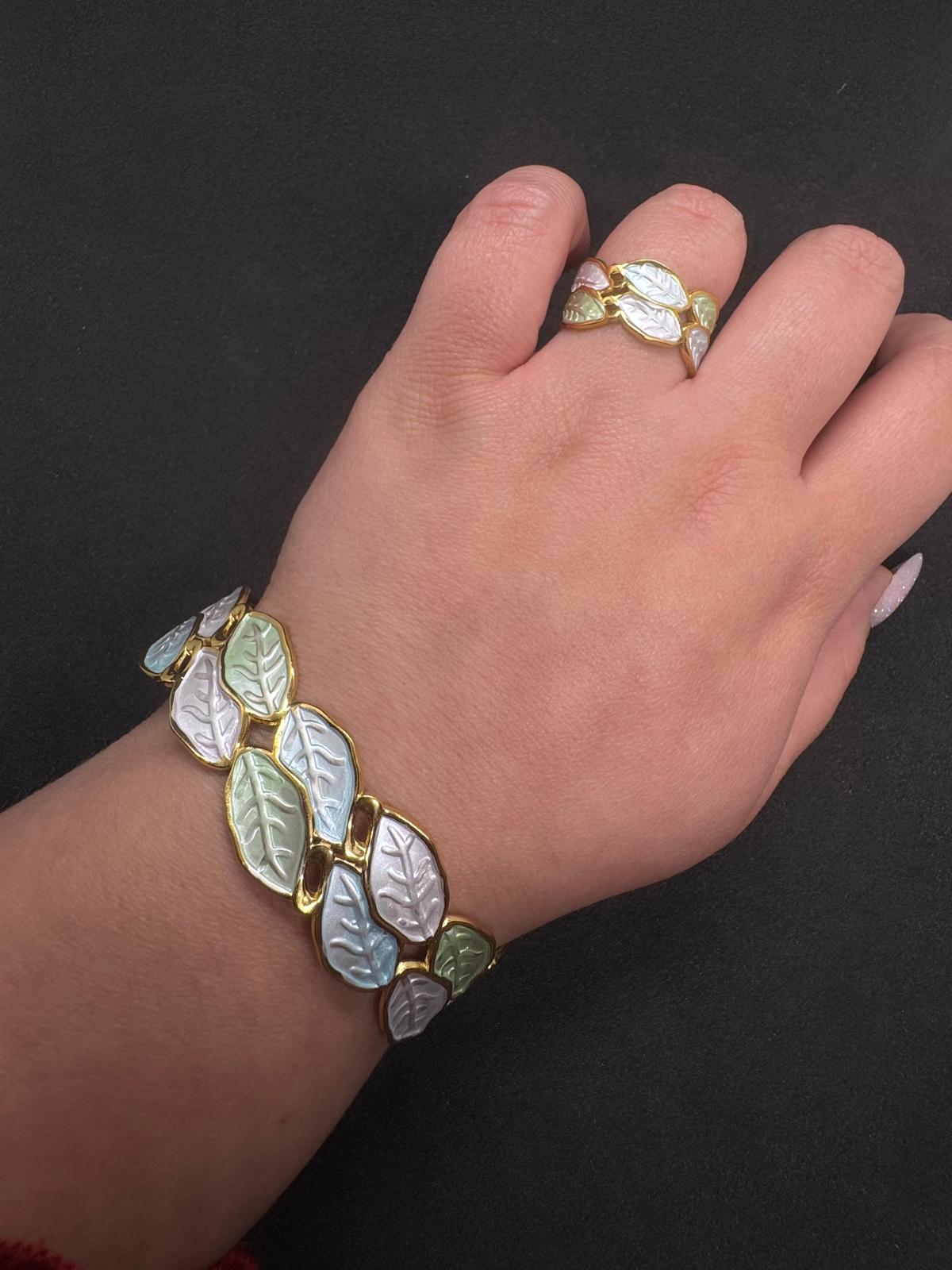 Ensemble Bague + Bracelet En Acier Inoxydable