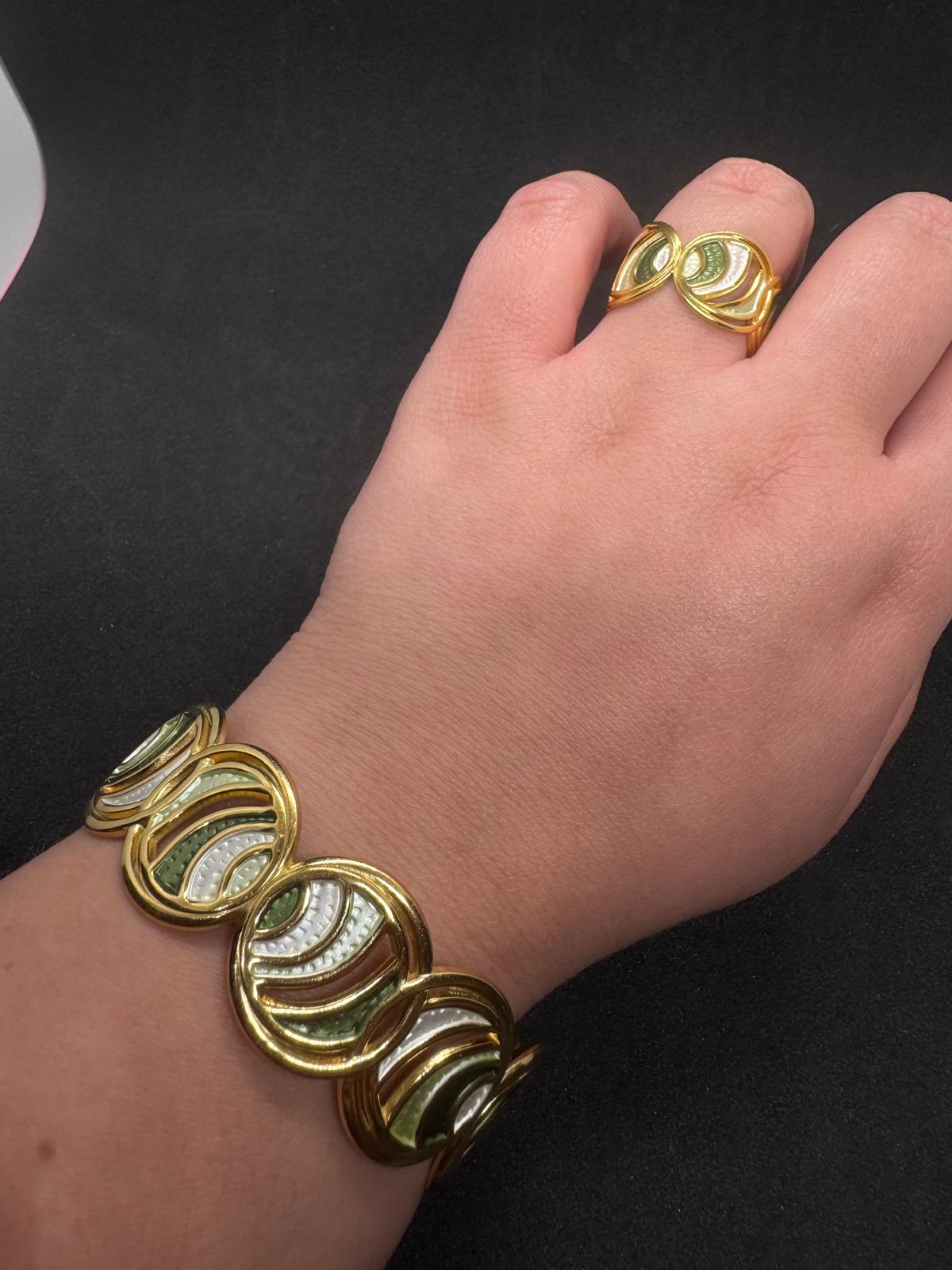 Ensemble Bague + Bracelet En Acier Inoxydable