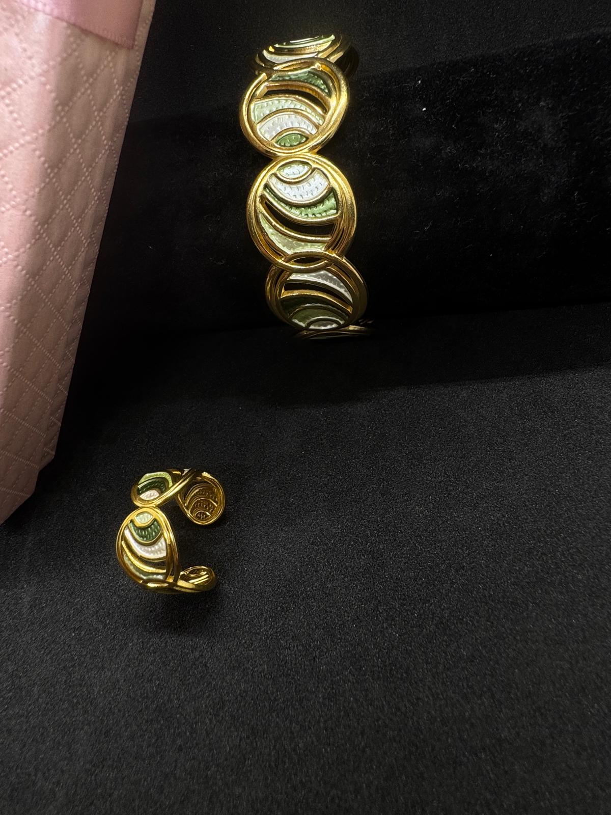 Ensemble Bague + Bracelet En Acier Inoxydable