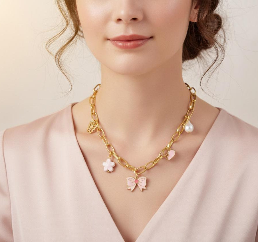 COLLANA CON CIONDOLI IN ACCIAIO INOSSIDABILE 316L (76)