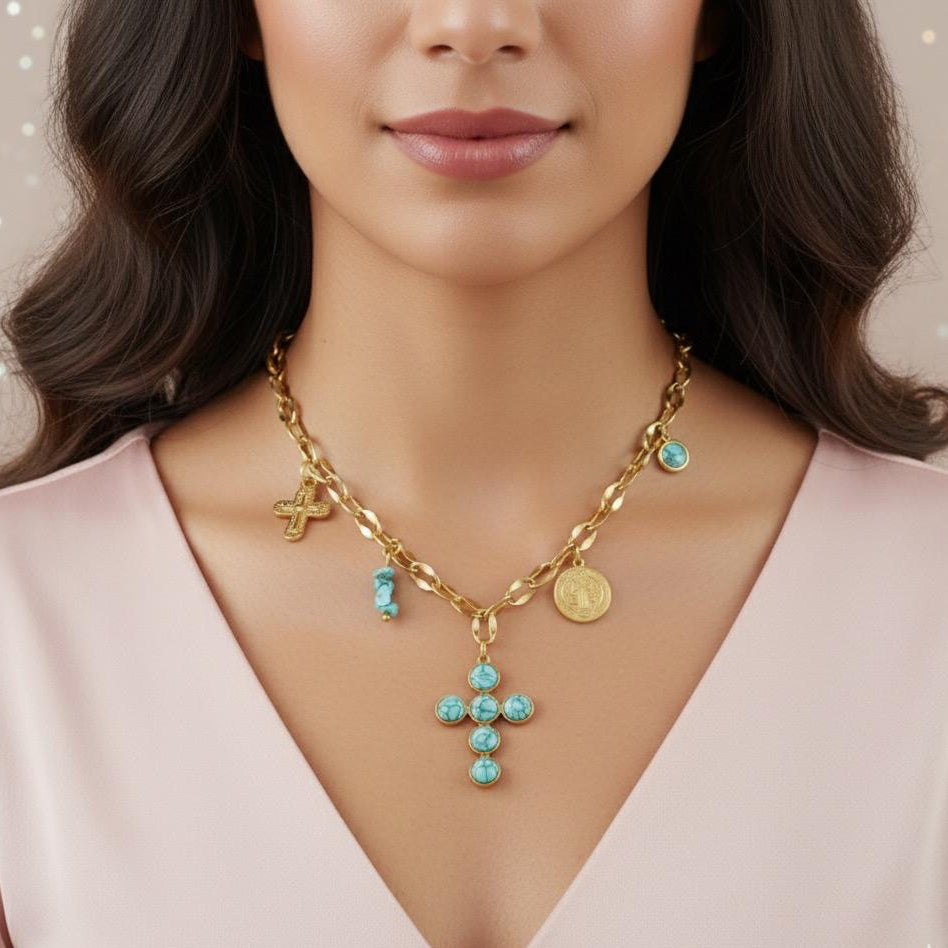 COLLANA CON CIONDOLI IN ACCIAIO INOSSIDABILE 316L (84)