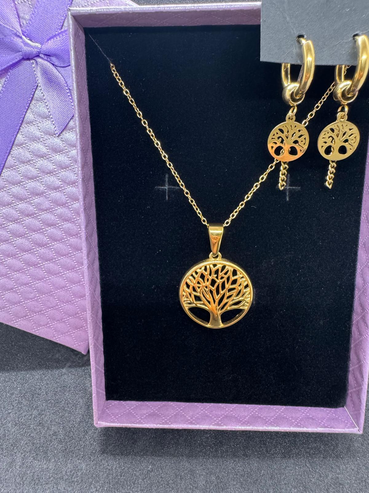 Ensemble Collier + Boucles D'Oreilles En Acier Inoxydable