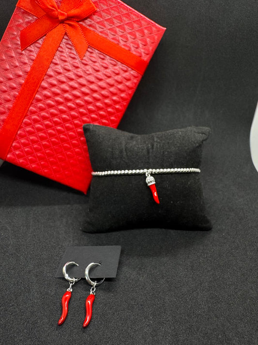 Ensemble Bracelet + Boucles D'Oreilles En Acier Inoxydable