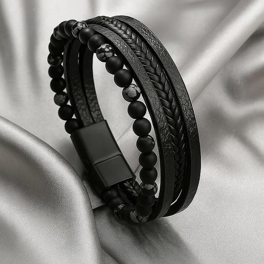 BRACELET EN CUIR AVEC PIERRES NATURELLES (116)