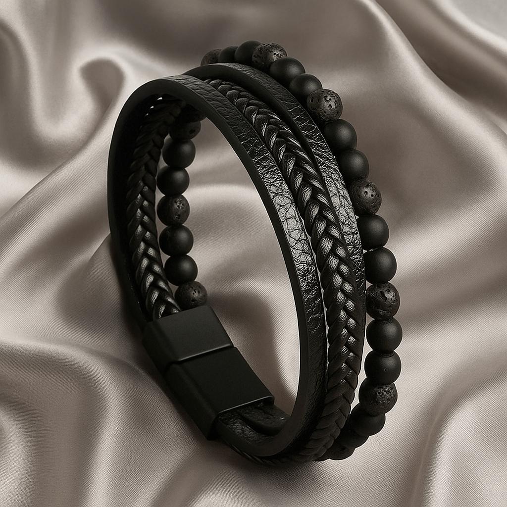 BRACELET EN CUIR AVEC PIERRES NATURELLES (119)