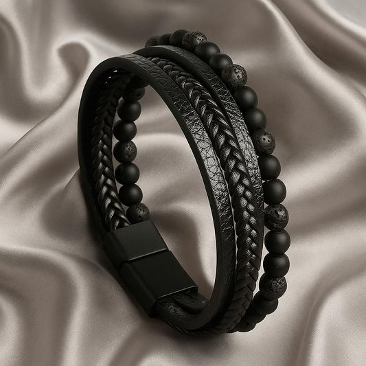 BRACELET EN CUIR AVEC PIERRES NATURELLES (119)