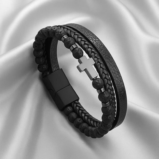 BRACELET EN CUIR AVEC PIERRES NATURELLES (123)