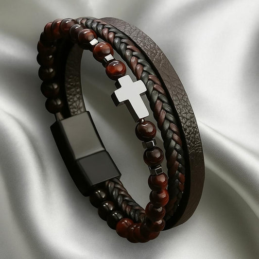 BRACELET EN CUIR AVEC PIERRES NATURELLES (124)