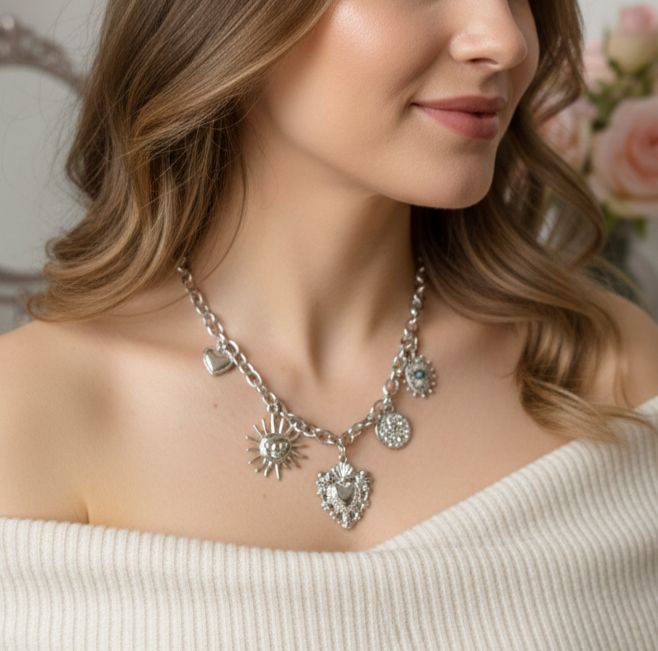 COLLIER AVEC CHARMS EN ACIER INOXYDABLE 316 L (180)