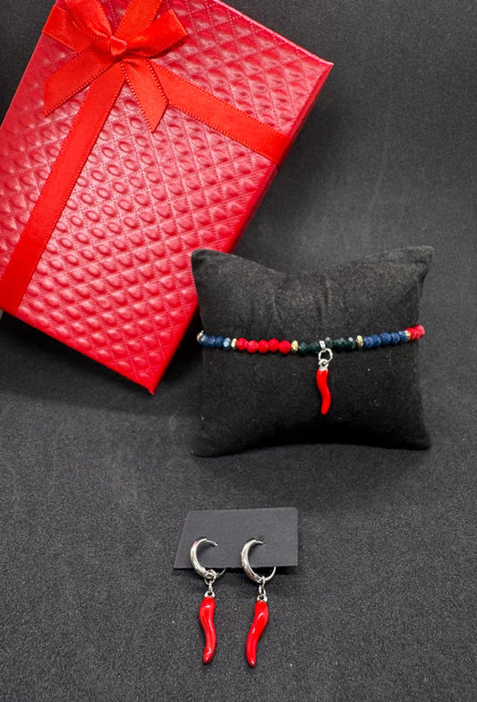 Ensemble Bracelet + Boucles D'Oreilles En Acier Inoxydable