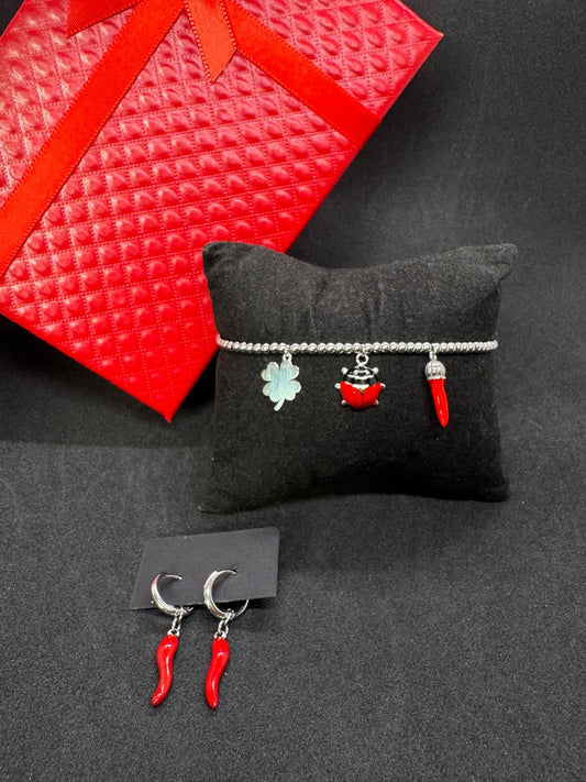 Ensemble Bracelet + Boucles D'Oreilles En Acier Inoxydable