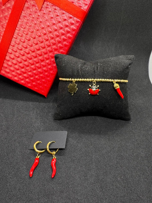 Ensemble Bracelet + Boucles D'Oreilles En Acier Inoxydable