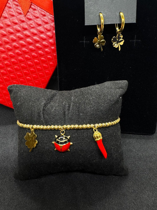 Ensemble Bracelet + Boucles D'Oreilles En Acier Inoxydable