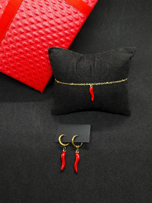 Ensemble Bracelet + Boucles D'Oreilles En Acier Inoxydable