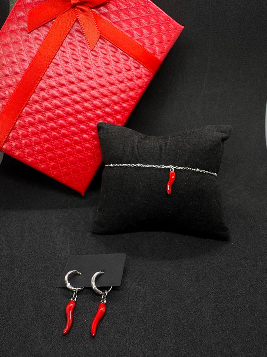 Ensemble Bracelet + Boucles D'Oreilles En Acier Inoxydable