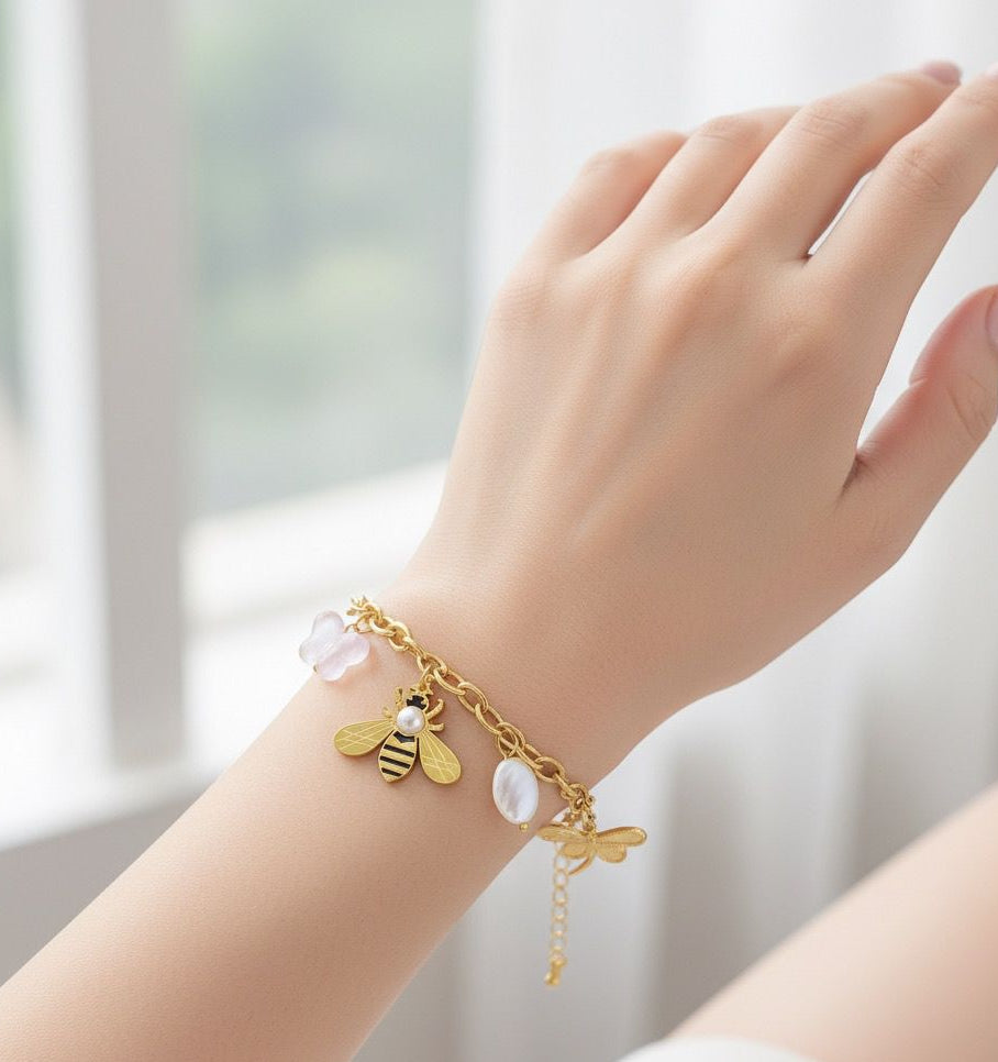 BRACCIALE CON CIONDOLI IN ACCIAIO INOSSIDABILE 316L (90)