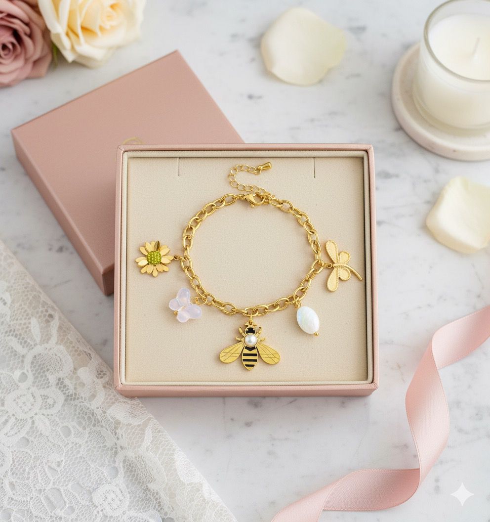 BRACCIALE CON CIONDOLI IN ACCIAIO INOSSIDABILE 316L (90)