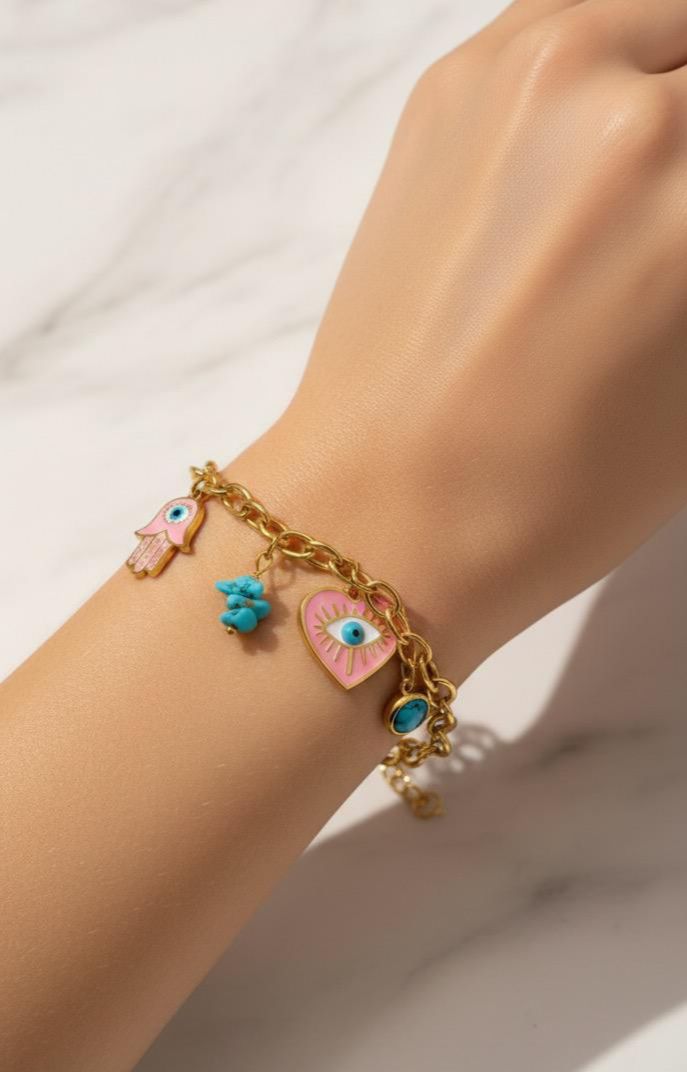 BRACCIALE CON CIONDOLI IN ACCIAIO INOSSIDABILE 316L (92)