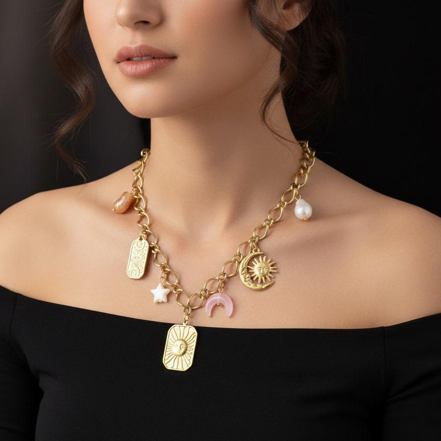 NECKLACE WITH CHARMS IN 316L STAINLESS STEEL (79)