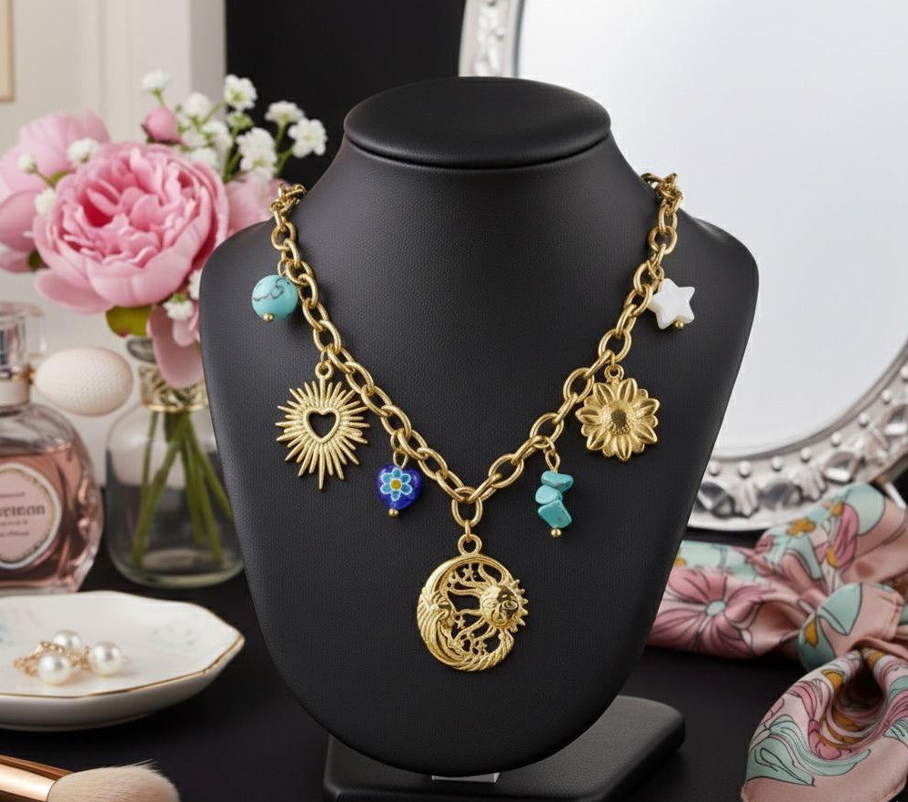 NECKLACE WITH CHARMS IN 316L STAINLESS STEEL (81) 