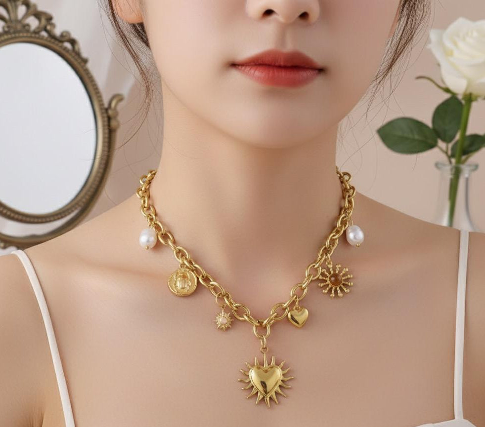 NECKLACE WITH CHARMS IN 316L STAINLESS STEEL (83)