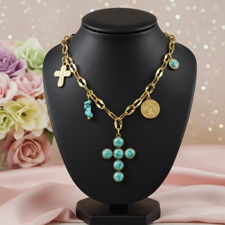 NECKLACE WITH CHARMS IN 316L STAINLESS STEEL (84) 