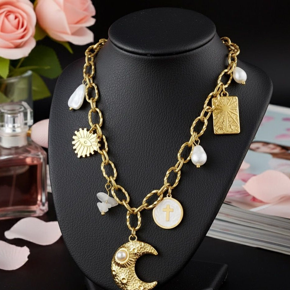 NECKLACE WITH CHARMS IN 316L STAINLESS STEEL (87) 