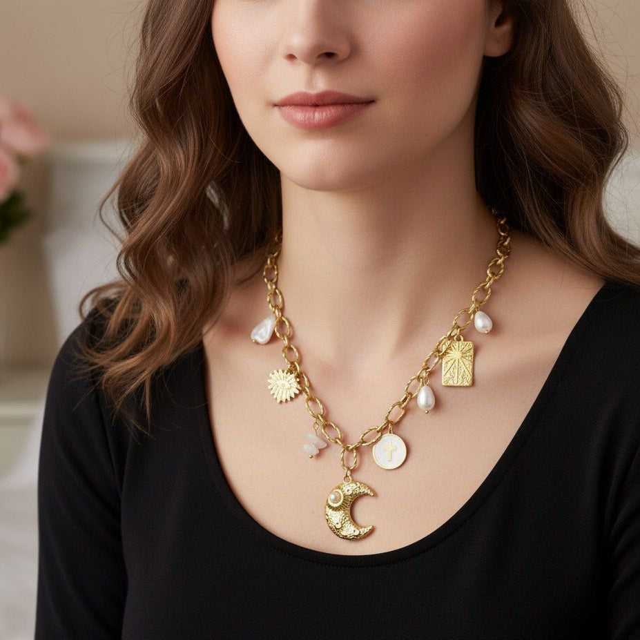 NECKLACE WITH CHARMS IN 316L STAINLESS STEEL (87) 