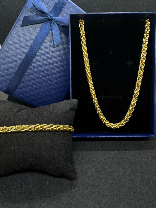 Ensemble Collier + Bracelet En Acier Inoxydable