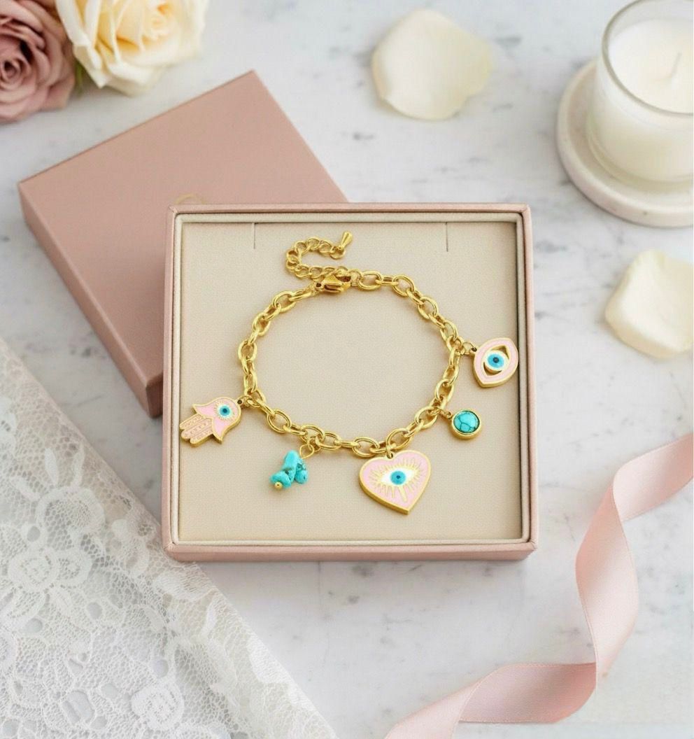 BRACCIALE CON CIONDOLI IN ACCIAIO INOSSIDABILE 316L (92)