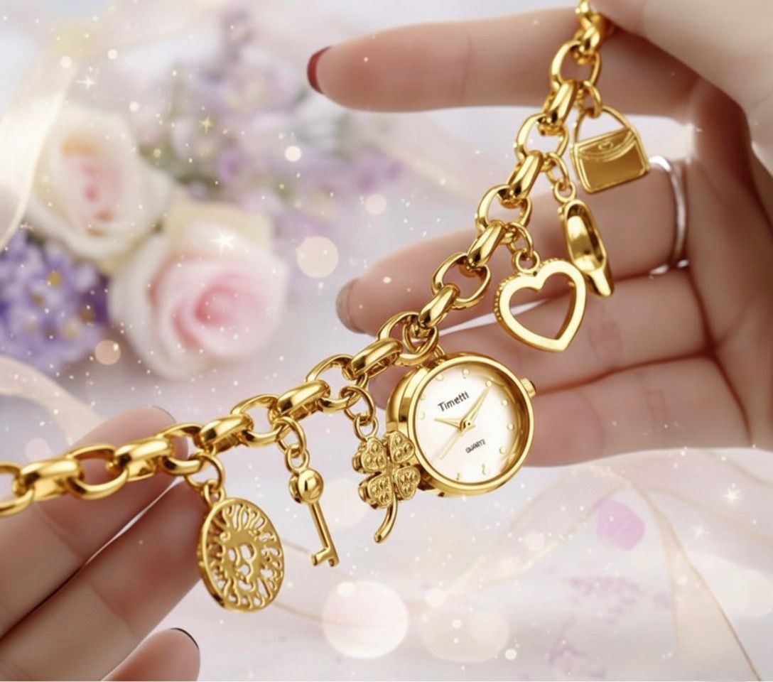 MONTRE À QUARTZ AVEC CHARMS EN ACIER INOXYDABLE 316L