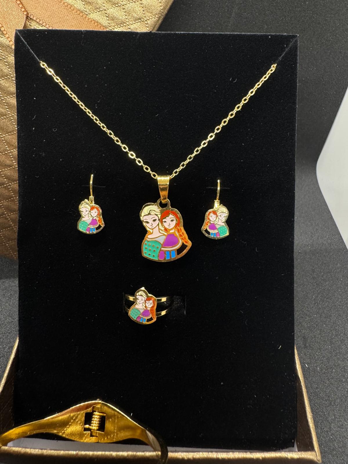 Box Enfant En Acier Inoxydable Collier + Bracelet + Boucles d'oreilles + Bague