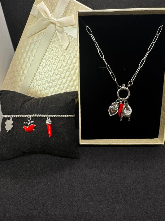 Ensemble Bracelet + Collier En Acier Inoxydable