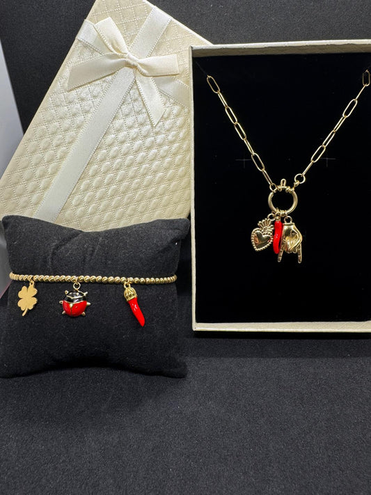 Ensemble Bracelet + Collier En Acier Inoxydable
