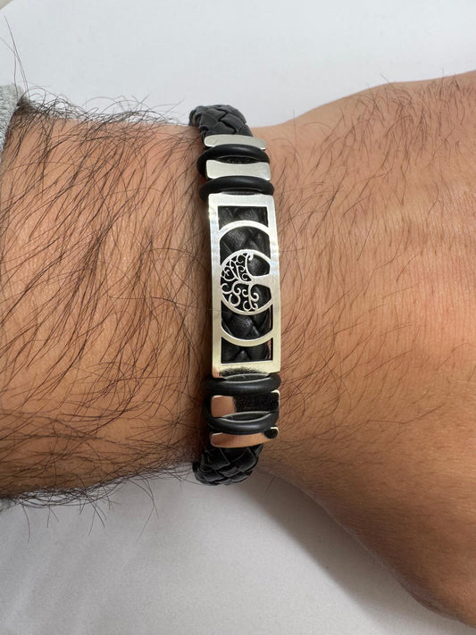 Bracelets Homme En Acier Inoxydable Et Cuir