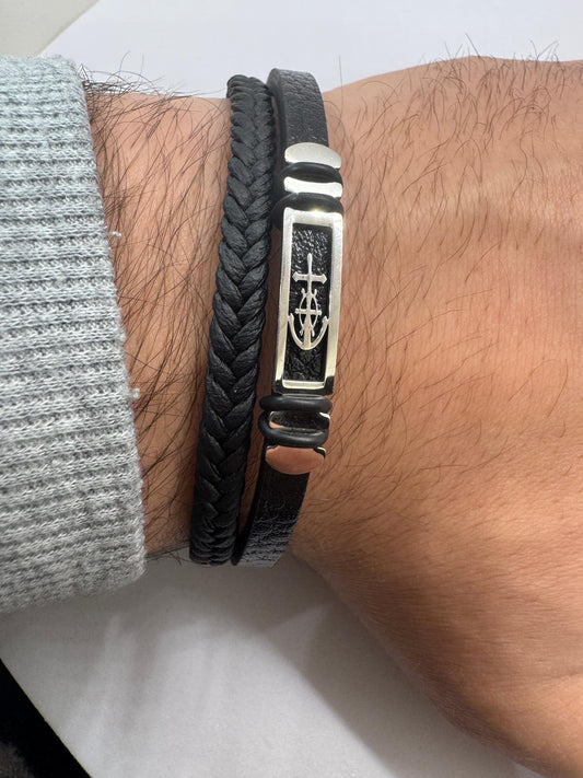 Bracelets Hommes en Acier Inoxydable et en Cuir