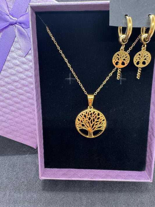 Ensemble Collier + Boucles D'Oreilles En Acier Inoxydable