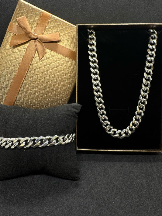 Ensemble Collier + Bracelet En Acier Inoxydable